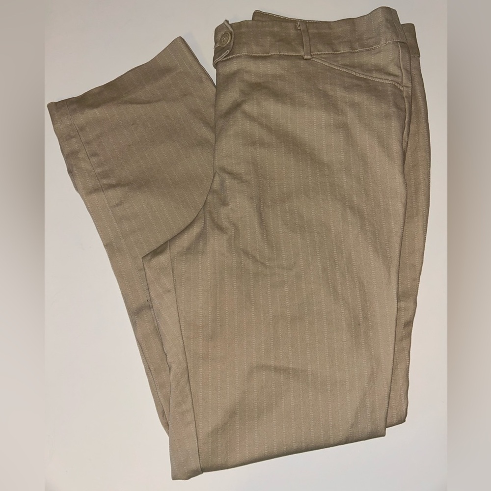 Lane‎ Bryant womens Signature Fit straight leg tan pinstripe pants size 16